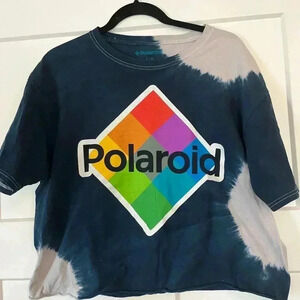 POLAROID tie dye cropped t shirt sz l